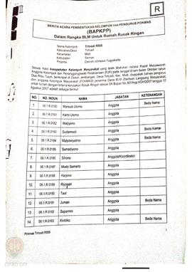 Berita Acara Pembentukan Kelompok dan Pengurus Kelompok Masyarakat dan Penetapan Prioritas Usulan...