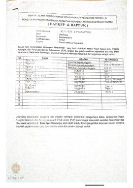 Berita Acara Pembentukan Kelompok dan Pengurus Kelompok Masyarakat dan Penetapan Prioritas Usulan...