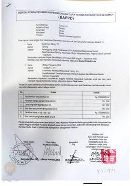 Berita Acara Penarikan/Penggunaan Dana Rehabilitasi/Rekonstruksi Rumah (BAPPD) Rusak Berat, Nama ...