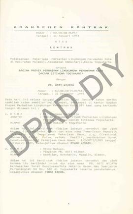 Surat dari Pemimpin Proyek Perbaikan Lingkungan Perumahan Kota DIY kepada PB. Astiwijaya perihal ...
