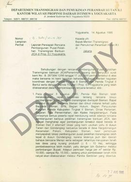 Surat dari Kepala  Kantor Wilayah DIY Departemen Transmigrasi dan Pemukiman Perambah Hutan RI, Dr...