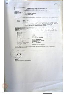 Permohonan Pembayaran Bantuan Rehabilitasi dan Rekonstruksi Rumah, Kelompok Masyarakat Tayuban, K...
