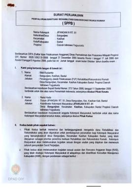 Surat Perjanjian Penyaluran Bantuan Rehabilitasi dan Rekonstruksi Rumah (SPPB), Nama Kelompok Jip...