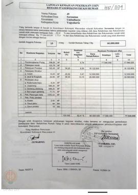 Laporan Kemajuan Pekerjaan Rehabilitasi dan Rekonstruksi Rumah,  Nama Kelompok Masyarakat 45, 51,...