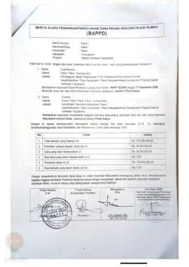 Berita Acara Penarikan/Penggunaan Dana Rehabilitasi/Rekonstruksi Rumah (BAPPD) Rusak Berat, Nama ...