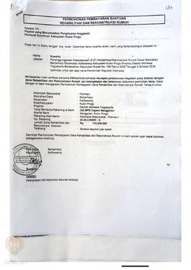 Permohonan Pembayaran Bantuan Rehabilitasi dan Rekonstruksi Rumah, Kelompok Masyarakat Banjarharj...