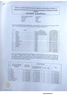 Berita Acara Pembentukan Kelompok dan Pengurus POKMAS & Penetapan prioritas usulan kegiatan R...