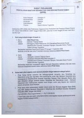Surat Perjanjian Penyaluran Bantuan Rehabilitasi dan Rekonstruksi Rumah (SPPB), Nama Kelompok Kar...