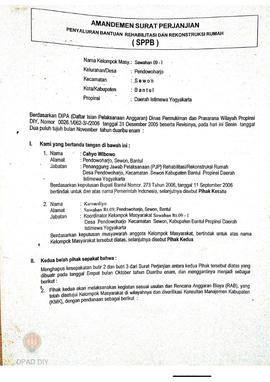 Amandemen Surat Perjanjian Penyaluran Bantuan Rehabilitasi dan Rekonstruksi Rumah (SPPB),  Nama K...