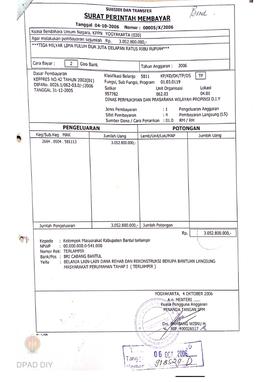 Surat Perintah Pencairan Dana kepada Kelompok Masyarakat Kabupaten Bantul perihal Belanja Lain-la...