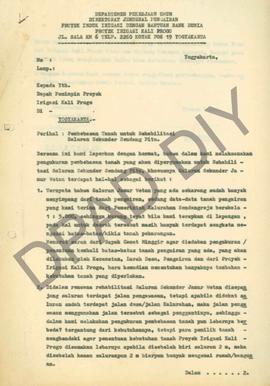 Laporan tentang pembebasan tanah untuk rehabilitasi saluran sekunder Sendang Pitu khususnya salur...