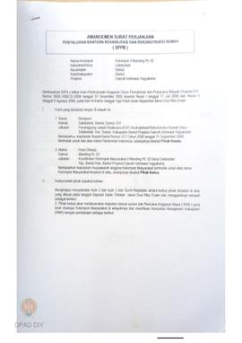 Amandemen Surat Perjanjian Penyaluran Bantuan Rehabilitasi dan Rekonstruksi Rumah (SPPB), Nama Ke...