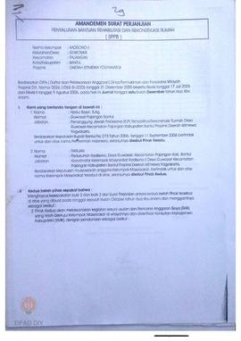Amandemen Surat Perjanjian Penyaluran Bantuan Rehabilitasi dan Rekonstruksi Rumah (SPPB) kriteria...