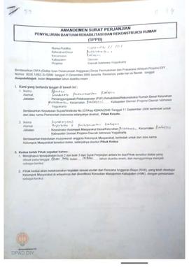 Amandemen Surat Perjanjian Penyaluran Bantuan Rehabilitasi dan Rekonstruksi Rumah (SPPB),  Nama K...