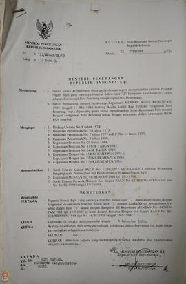 Bendel Kutipan Surat Keputusan Menteri Penerangan Republik Indonesia Nomor : 193/ SK-JP/BK/1989 m...