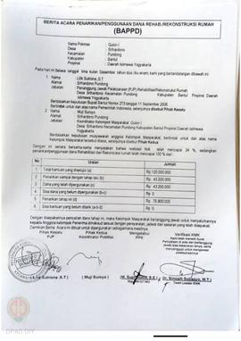Berita Acara Penarikan/Penggunaan Dana Rehabilitasi/Rekonstruksi Rumah (BAPPD) Rusak Berat, Nama ...