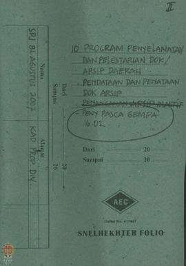 Dokumen program penyelamatan dan pelestarian Dokumen/arsip daerah, kegiatan penanganan arsip inak...