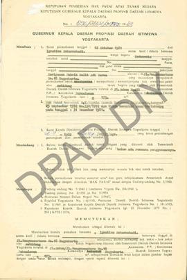 Surat Keputusan Gubernur Kepala DIY Nomor : 896/Hak/KPTS/1983 tanggal 8 Nopember 1982 tentang per...