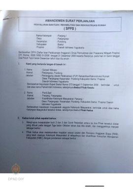 Amandemen Surat Perjanjian Penyaluran Bantuan Rehabilitasi dan Rekonstruksi Rumah (SPPB),  Nama K...