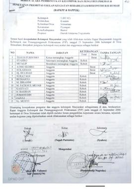 Berita Acara Pembentukan Kelompok dan Pengurus POKMAS & Penetapan prioritas usulan kegiatan R...