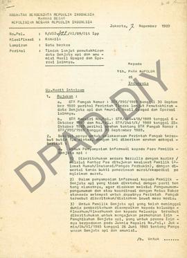 Surat dari Direktur Intelpampol, Brigadir Jendral Polisi, Drs. Soetjipto Broto.K.  atas nama Kepa...