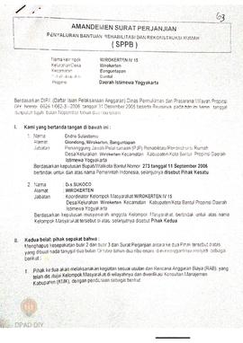 Amandemen  Surat Perjanjian Penyaluran Bantuan Rehabilitasi dan Rekonstruksi Rumah (SPPB),  Nama ...