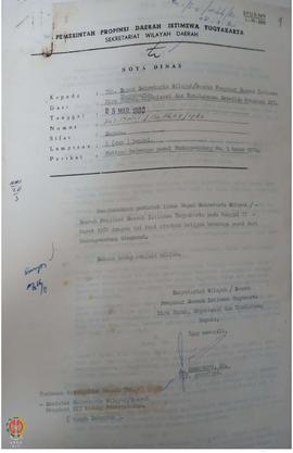 Surat dari Biro Hukum kepada Setwilda Prop. DIY tentang kutipan beberapa pasal Undang-Undang No.3...