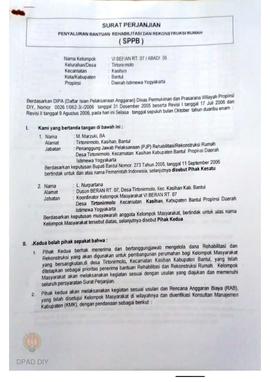 Surat Perjanjian Penyaluran Bantuan Rehabilitasi dan Rekonstruksi Rumah (SPPB), Nama Kelompok VI ...