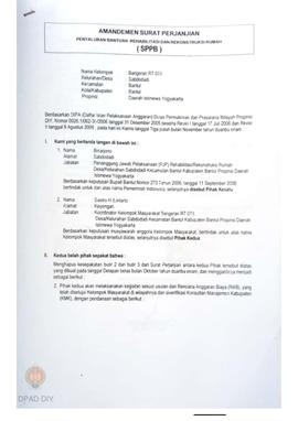 Amandemen Surat Perjanjian Penyaluran Bantuan Rehabilitasi dan Rekonstruksi Rumah (SPPB), Nama Ke...