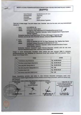 Berita Acara Penarikan/Penggunaan Dana Rehabilitasi/Rekonstruksi Rumah (BAPPD) Rusak Berat, Nama ...