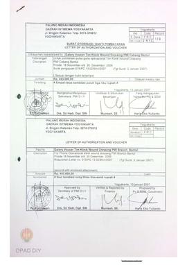 Surat otorisasi/ukti pembayaran untuk pembelian pulsa guna operasional Tim Klinik Wound Dressing ...