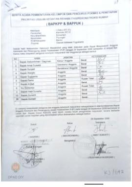 Berita Acara Pembentukan Kelompok dan Pengurus POKMAS & Penetapan prioritas usulan kegiatan R...
