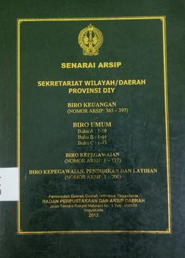 SENARAI ARSIP SEKRETARIAT WILAYAH/DAERAH PROVINSI DIY BIRO UMUM Buku C : 1-43