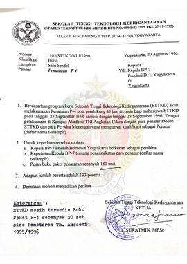 Surat dari Ketua Sekolah Tinggi Teknologi Kedirgantaraan kepada Kepala BP-7 Provinsi Daerah Istim...