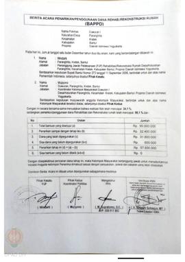 Berita Acara Penarikan/Penggunaan Dana Rehabilitasi/Rekonstruksi Rumah (BAPPD) Rusak Berat, Nama ...