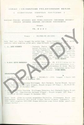 Surat Perjanjian Pelaksanaan Kerja (kontrak harga satuan) Perbaikan Jaringan Irigasi di Pekik Jam...
