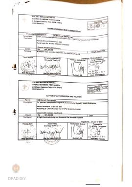Surat otorisasi/bukti pembayaran untuk pembayaran operasional program ICB cabang Kulonprogo perio...