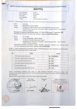 Berita Acara Penarikan/Penggunaan Dana Rehabilitasi/Rekonstruksi Rumah (BAPPD) Rusak Sedang, Nama...