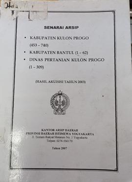 SENARAI ARSIP KABUPATEN BANTUL (1-62) HASIL AKUISISI TAHUN 2003