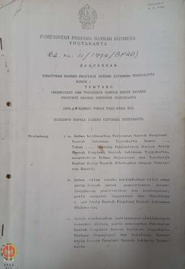 Rancangan Peraturan Daerah Provinsi Daerah Istimewa Yogykarta Nomor : BA.nomor:11/1994/DPRD tenta...