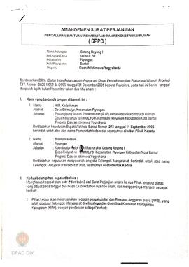 Amandemen Surat Perjanjian Penyaluran Bantuan Rehabilitasi dan Rekonstruksi Rumah (SPPB) Rusak Be...
