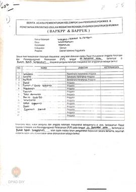 Berita Acara Pembentukan Kelompok dan Pengurus Pokmas dan Penetapan Prioritas Usulan Kegiatan Reh...