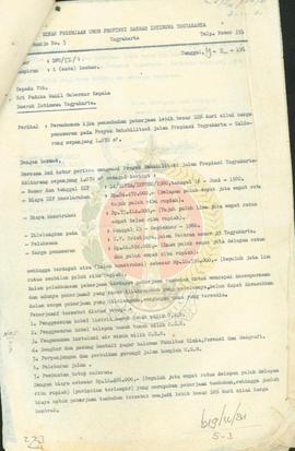 Permohonan ijin penambahan pekerjaan lebih besar 10% dari nilai harga penawaran proyek rehabilita...