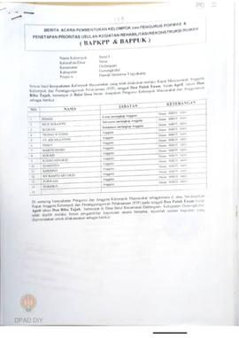 Berita Acara Pembentukan Kelompok dan Pengurus POKMAS & Penetapan prioritas usulan kegiatan R...