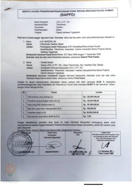 Berita Acara Penarikan/Penggunaan Dana Rehabilitasi/Rekonstruksi Rumah (BAPPD) Rusak Berat, Nama ...