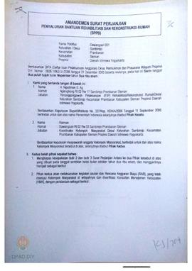 Amandemen Surat Perjanjian Penyaluran Bantuan Rehabilitasi dan Rekonstruksi Rumah (SPPB),  Nama K...