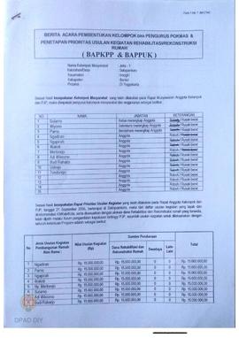 Berita Acara Pembentukan Kelompok dan Pengurus POKMAS & Penetapan prioritas usulan kegiatan R...