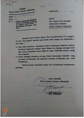 Surat Wakil Gubernur DIY kepada Kepala Biro Keuangan Provinsi DIY tentang studi perancangan Kompl...