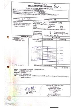 Surat Perintah Pencairan Dana kepada Kelompok Masyarakat Kabupaten Bantul perihal Belanja Lain-la...