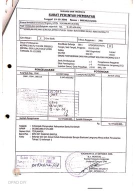 Surat Perintah Pencairan Dana kepada Kelompok Masyarakat Kabupaten Bantul perihal Belanja Lain-la...